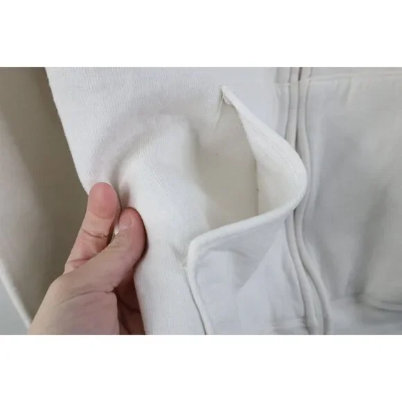 Vtg 70s Russell Athletic Mens Small Blank Full Zip Hoodie Sweatshirt White USA